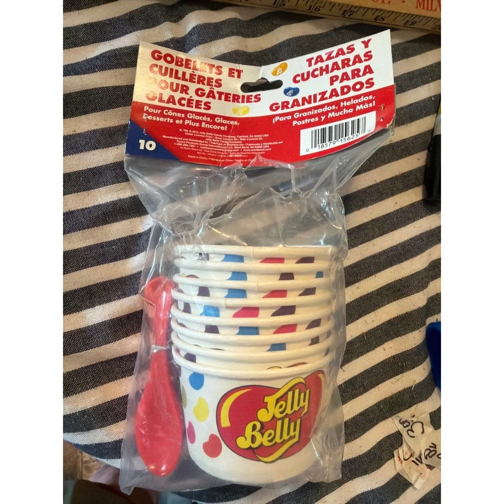 Jelly Belly Ice Treat Cups & Spoons 8 Count Snow Cone Ice Cream Set JB15625 NEW